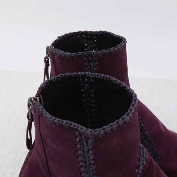 Alexandre Birman Benta Bootie 8 / 8.5 Burgundy Suede Crochet Ankle Boots Western - Picture 13 of 16